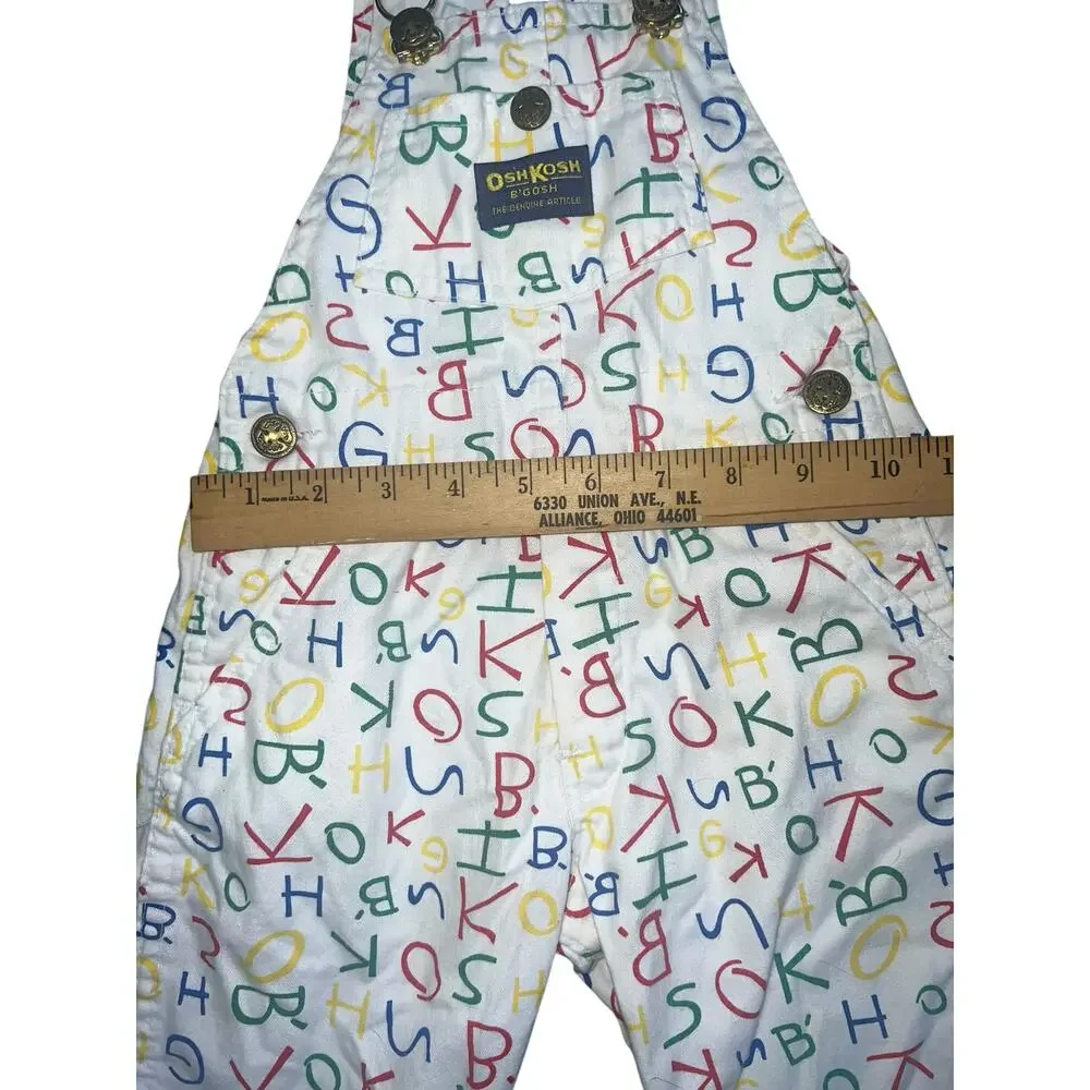 Vintage 90s OshKosh B'Gosh Vintage bib Overalls Osh spell out Print AOP size 3